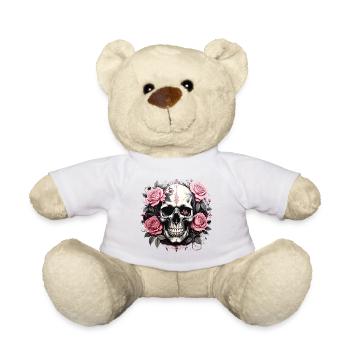 Roses Skull Gothic - Teddy Bear - white - Front