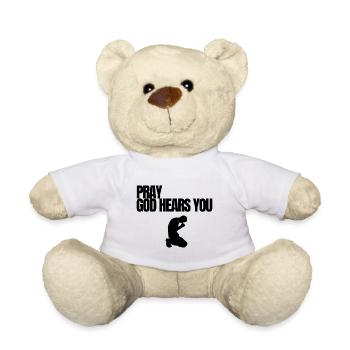 Silhouette de la citation chrétienne noire en prière - Nounours - blanc - Devant