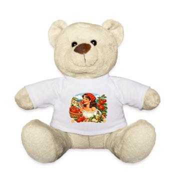Tomato Girl Vintage - Retro Tomato Graphic Print - Teddy Bear - white - Front