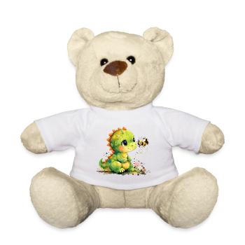 Watercolor Dinosaur with Bee: Cute Dino - Teddy Bear - white - Front