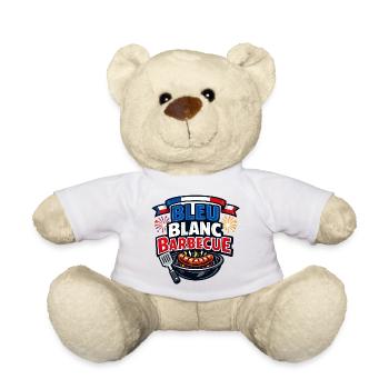 Bleu Blanc Barbecue Humour 14 Juillet - Nounours - blanc - Devant