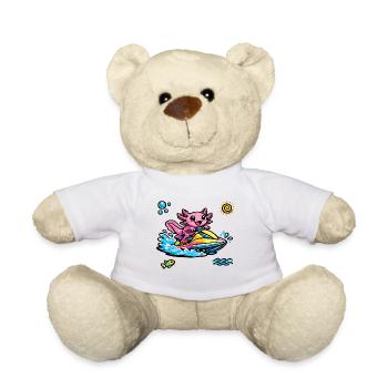 Axolotl Jet Ski Neon Splash - Teddy Bear - white - Front