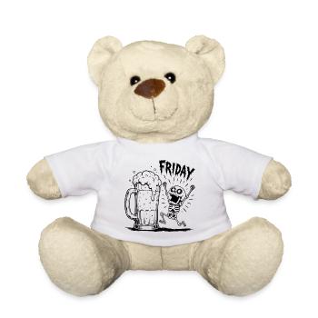 Lustiges Skelett "Endlich Freitag" Bierkrug Grafik - Teddy - Weiß - Vorne