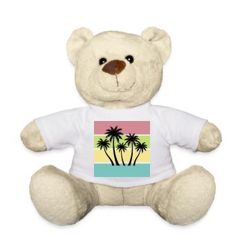 T-shirt Été Palmiers Style Retro Vintage - Nounours - blanc - Devant
