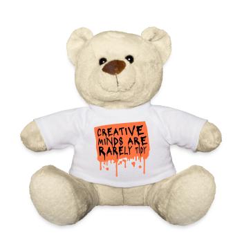 Creative Minds Are Rarely Tidy Funny Creative Logo - Teddy Bear - white - Front