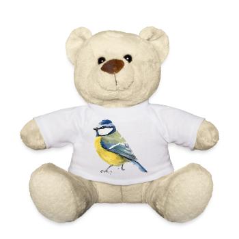 Blue Color Block Design - Teddy Bear - white - Front