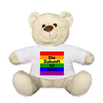 DIE ZUKUNFT IST BUNT, NIE WIEDER, NO NZS, FCK AFD - Teddy - Weiß - Vorne