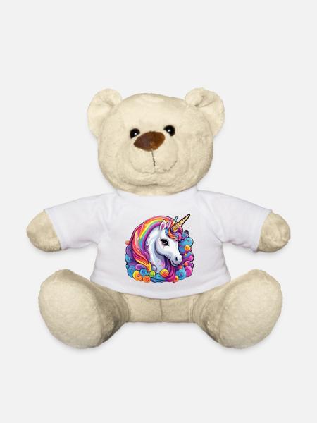 Flammendes Regenbogeneinhorn - Teddy - Weiß