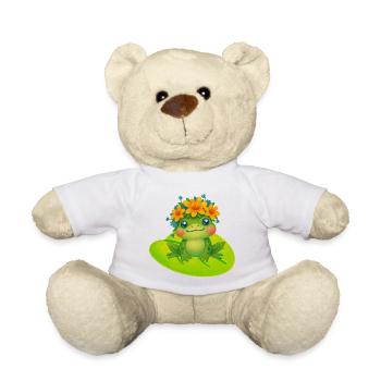 Grenouille mignonne avec une couronne de fleurs - Nounours - blanc - Devant