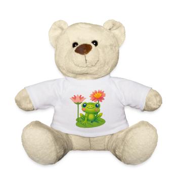 Grenouille mignonne avec des nénuphars roses - Nounours - blanc - Devant