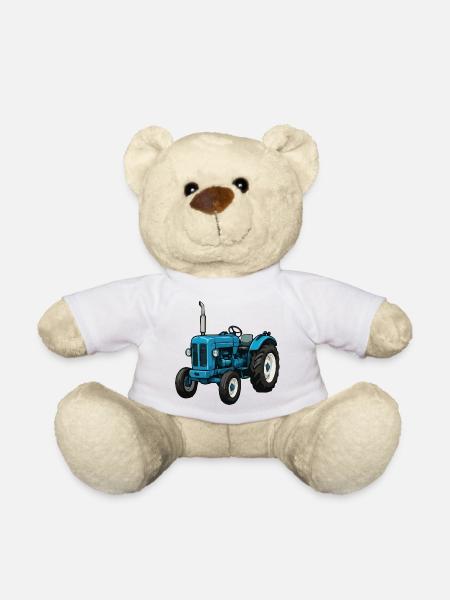 Blauer Traktor Illustration - Teddy - Weiß