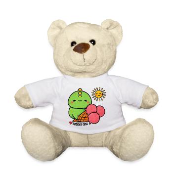 Sommer-Dino mit Eiswaffel - Teddy - Weiß - Vorne