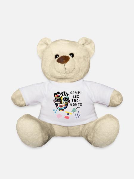 Komplexe Gedanken abstrakte Gesichtsillustration - Teddy - Weiß