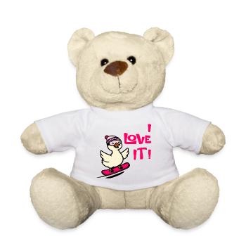 Goose Love Skiing - Teddy Bear - white - Front