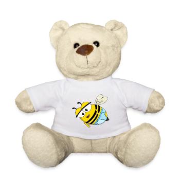 Une mignonne abeille de dessin animé en sous-vêtements bleus - Nounours - blanc - Devant
