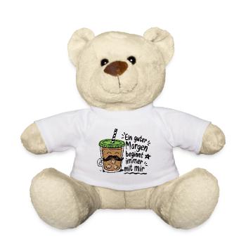 Good Morning Mustache Coffee Doodle - Teddy Bear - white - Front