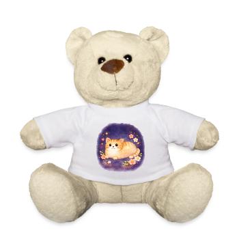 Moonlit Kitten Among Flowers - Teddy Bear - white - Front