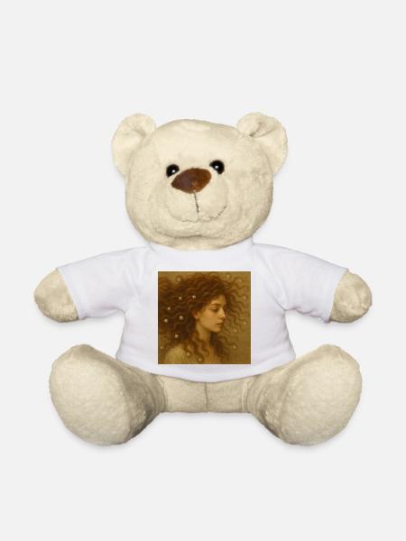 Perlenhaarporträt in Warmgold - Teddy - Weiß