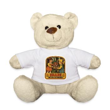 Share With Others Funny Retro Mushroom Toxic Meme - Teddy Bear - white - Front
