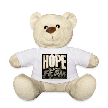 Hope Over Fear 3D-Typografie - Teddy - Weiß - Vorne