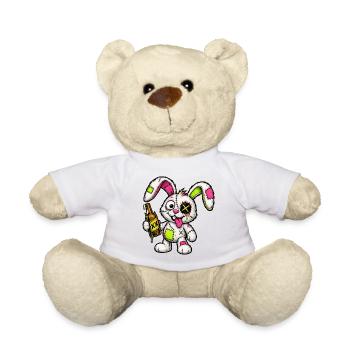 Patchwork Zombie Hase mit Flasche - Teddy - Weiß - Vorne