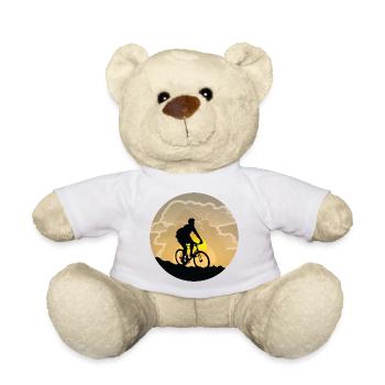 Bicyclette, cycliste au coucher du soleil, cyclisme - Nounours - blanc - Devant