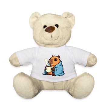 Don't Worry, Be Capy - Funny Coffee Capybara - Teddy Bear - white - Front