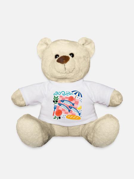 Sardinen-Picknick Mittelmeer-Illustration - Teddy - Weiß