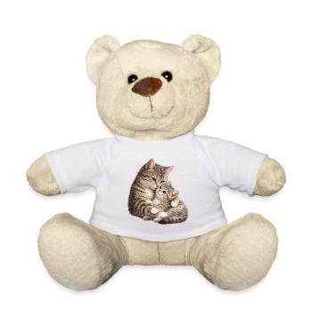 Katzenmama kuschelt mit ihrem süßen, süßen Kätzchen - Teddy - Weiß - Vorne