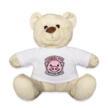 Weiter so Pinkes Schwein Motivator - Teddy - Weiß - Vorne