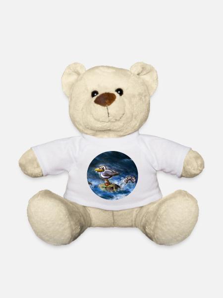 Moewe_mit_Fisch - Teddy - Weiß