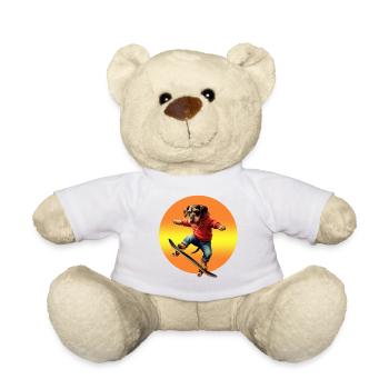 Skateur teckel Oscar en sweat à capuche - Nounours - blanc - Devant