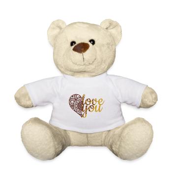 Cœur Mandala d’Amour Doré - Nounours - blanc - Devant