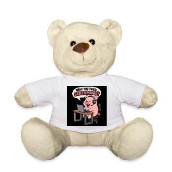 Cochon au bureau des casques - Nounours - blanc - Devant