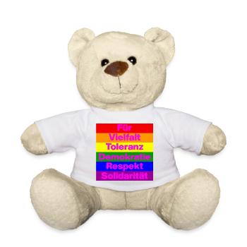 VIELFALT TOLERANZ DEMOKRATIE RESPEKT SOLIDARITÄT - Teddy - Weiß - Vorne