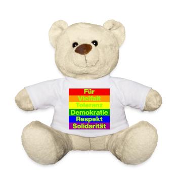 VIELFALT TOLERANZ DEMOKRATIE RESPEKT SOLIDARITÄT - Teddy - Weiß - Vorne
