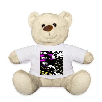 Collage kaléidoscopique néon - Nounours - blanc - Devant