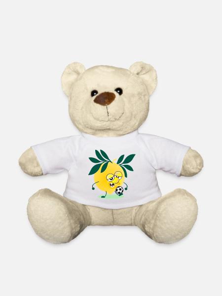 Kinder Fußball Zitrone - Teddy - Weiß