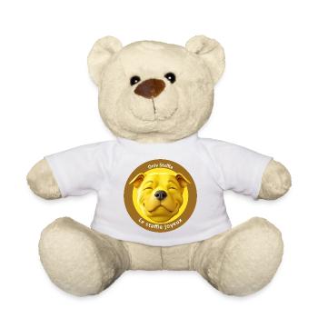 Stafficone Badge joyeux - 053i - Nounours - blanc - Devant