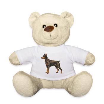 Dobermann Pinscher dans le style rétro - Nounours - blanc - Devant