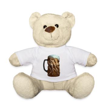 Surreal Beer Vessel of Intertwined Silhouettes - Teddy Bear - white - Front
