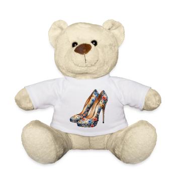 High Heels mit farbenfrohen Blumen - Teddy - Weiß - Vorne