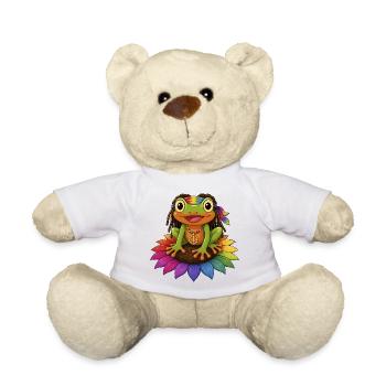 Grenouille Rasta sur le signe de paix de la fleur de tournesol - Nounours - blanc - Devant