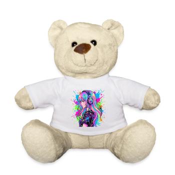 Neon Anime Kopfhörer Portrait - Teddy - Weiß - Vorne