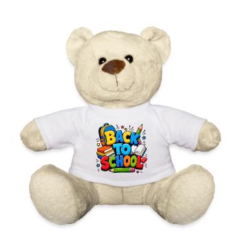Colorful Back to School Supplies - Teddy Bear - white - Front