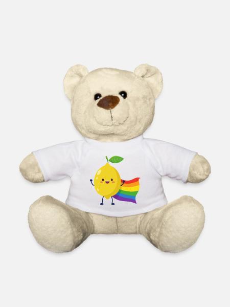 Zitrone mit Regenbogencape - Teddy - Weiß