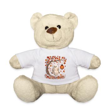 Fantôme d’Halloween en balançoire avec Automne de la citrouille - Nounours - blanc - Devant