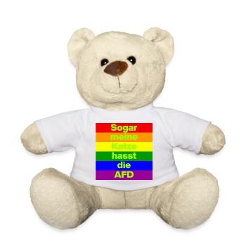SOGAR MEINE KATZE HASST DIE AFD, NO AFD NO NZS  - Teddy - Weiß - Vorne