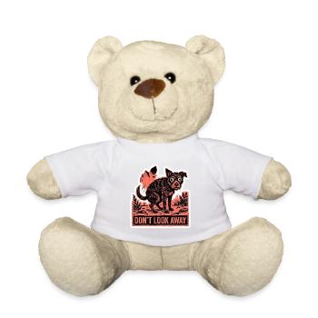 Don't Look Away Funny Pooping Dog Meme - Teddy Bear - white - Front