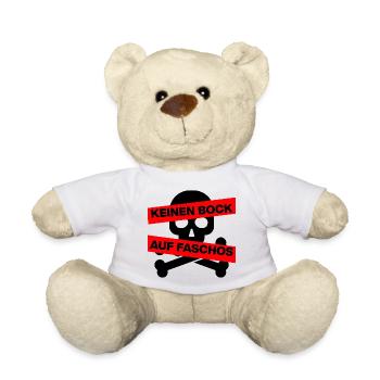 KEINEN BOCK AUF FASCHOS, NO NZS, NO AFD, SCHWARZ - Teddy - Weiß - Vorne